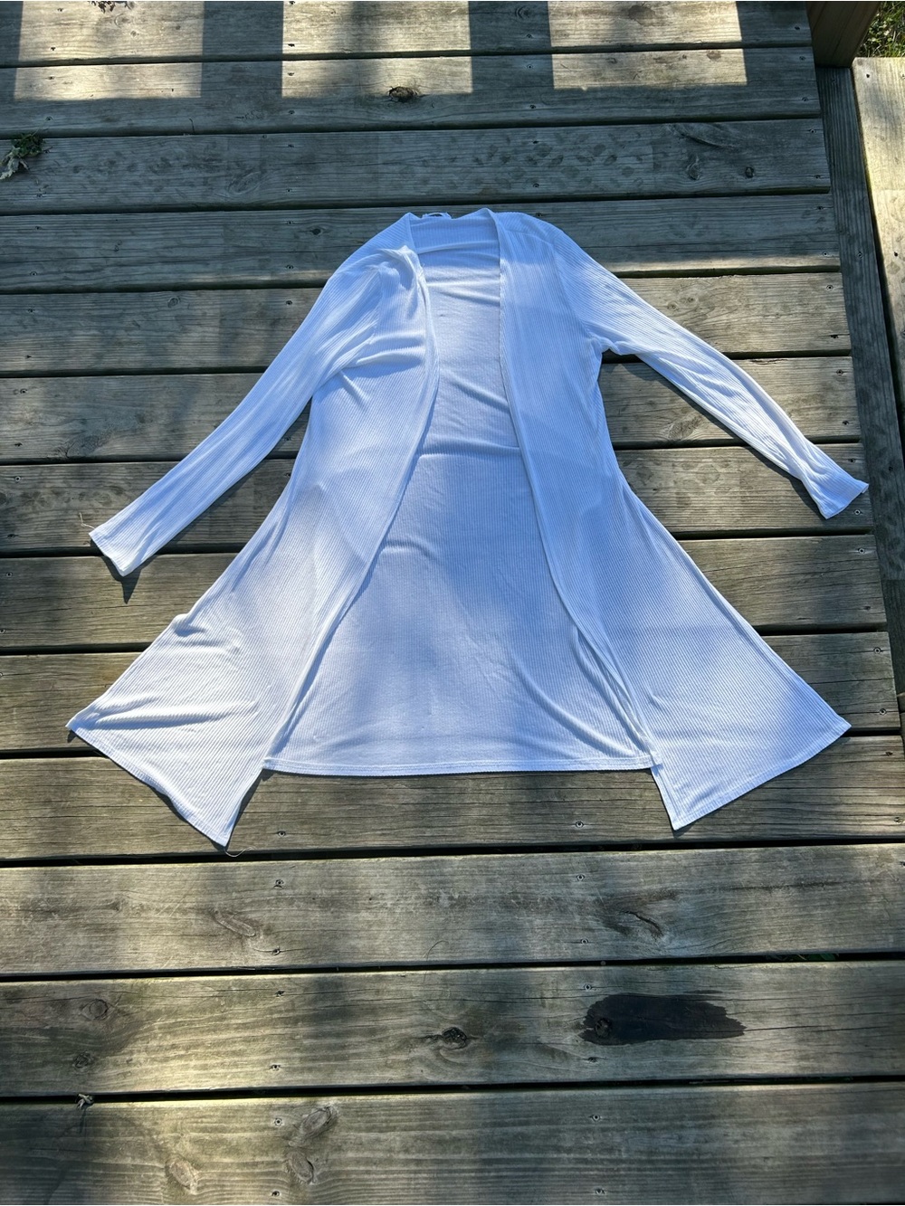 Open-Front White Women's Swim Cover-Up Cardigan